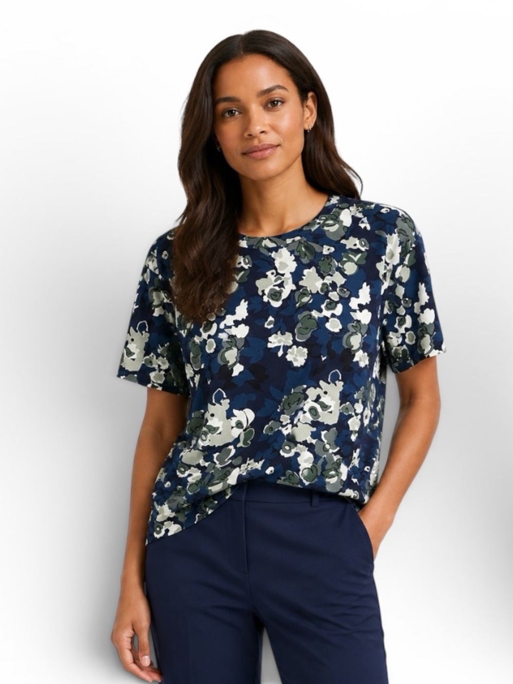 Ted Baker - NWT MIB SS Camo Floral Tee Top Blue Green Print Sz M